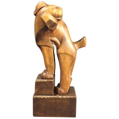 1920s Ukko Talvi Art Deco Wood Sculpture, Finland