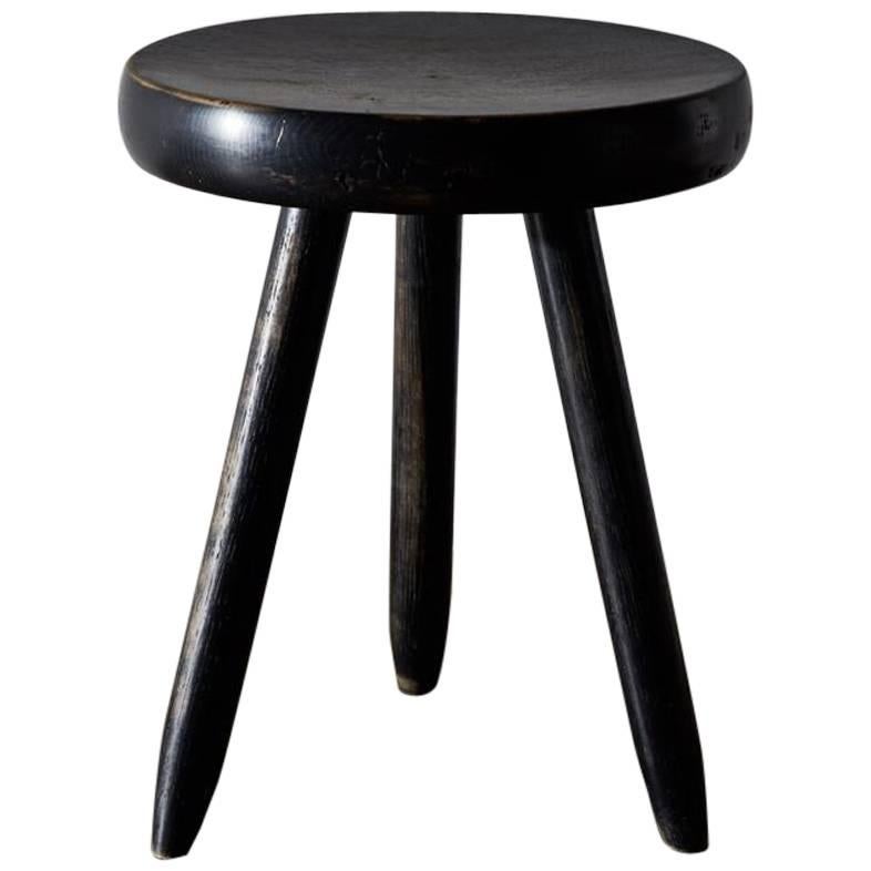 Black Wood Stool by Charlotte Perriand for Galerie Steph Simon