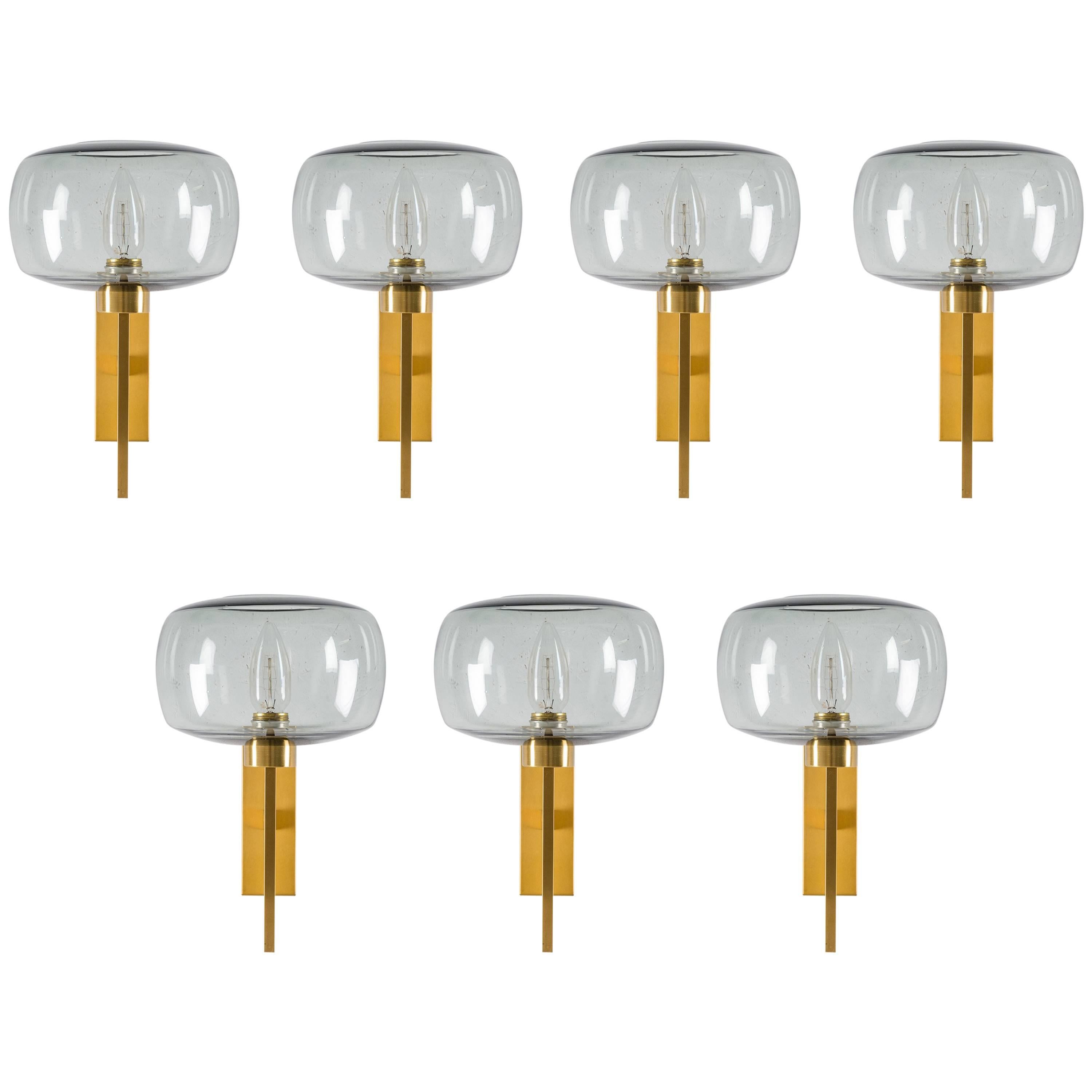 Swedish Wall Lights by Holger Johansson in Brass and Glass