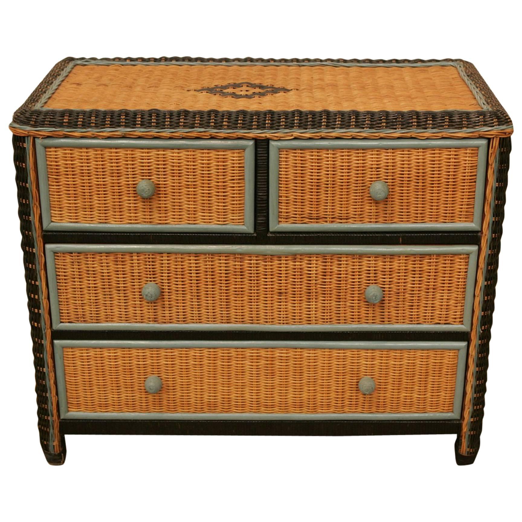 Mid-Century Modern Rattan Chest of Drawers For Sale