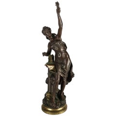 Antique French Figural Bronze Sculpture La Science by Moreau, 19th Century