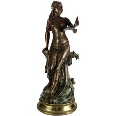 Sculpture figurative française ancienne en bronze "L'echo Des Ruines" par Ed. Drouot