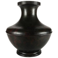 Oversize Antique Japanese Meiji Bronze Floor Vase, Greek Key Pattern