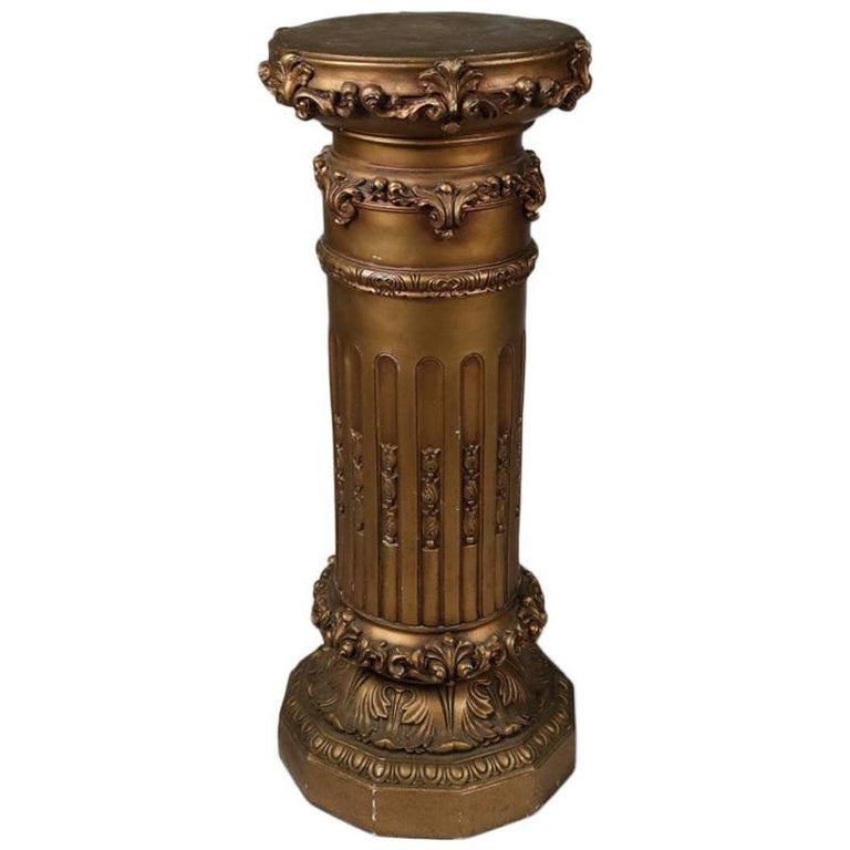 Antique Gilt Corinthian Column Display Pedestal, 20th Century For Sale at 1stDibs