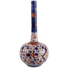 Antique Japanese Imari Hand-Painted Gilt Porcelain Bud Vase Floral Motif