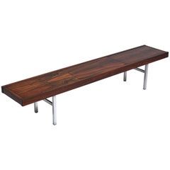Modern Rosewood and Chrome Bench