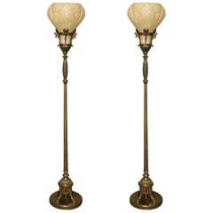 Pair of Art Deco Torchiere Floor Lamps
