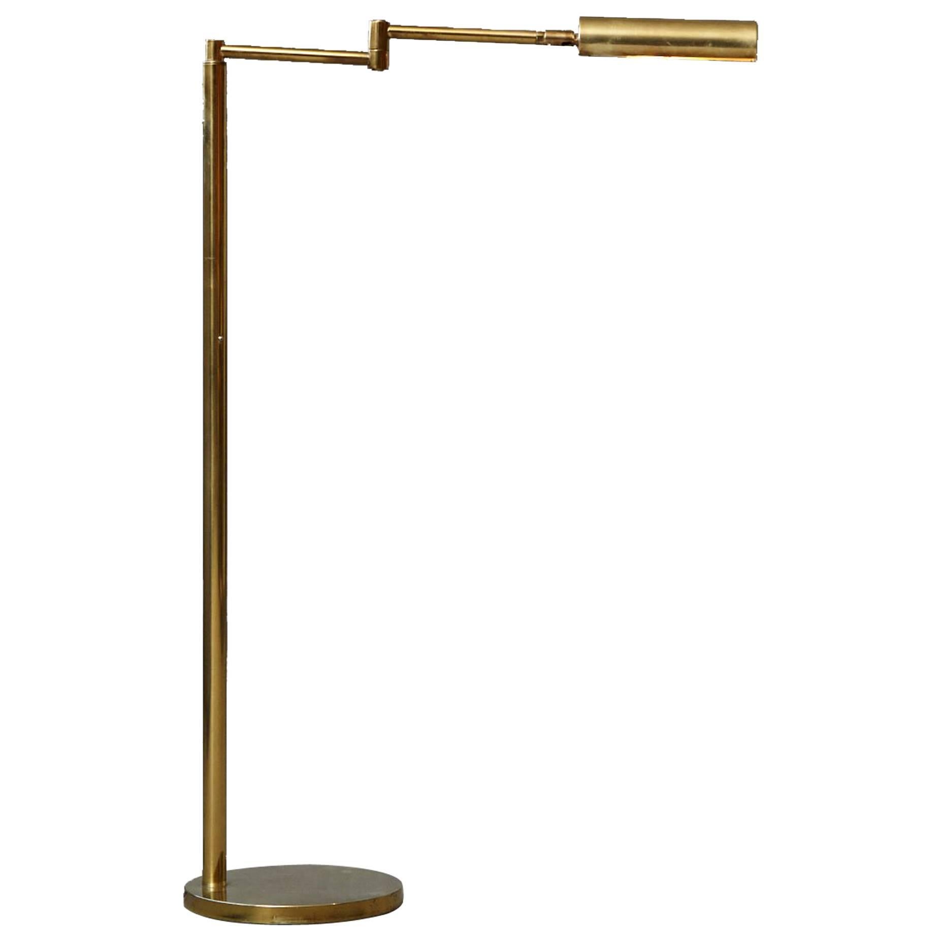 Koch & Lowy Height Adjustable Brass Swing Arm Floor Lamp
