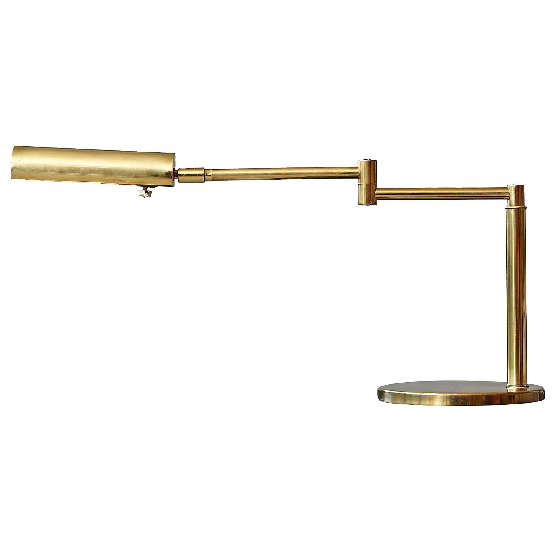 Brass Swing Arm Table Lamp by Koch & Lowy with Adjustable Shade For Sale