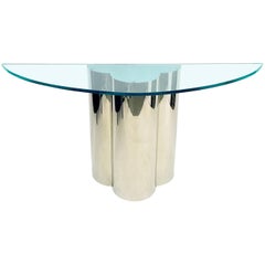 Chrome Polished Stainless Steel Trefoil Console Table, USA, 1970s