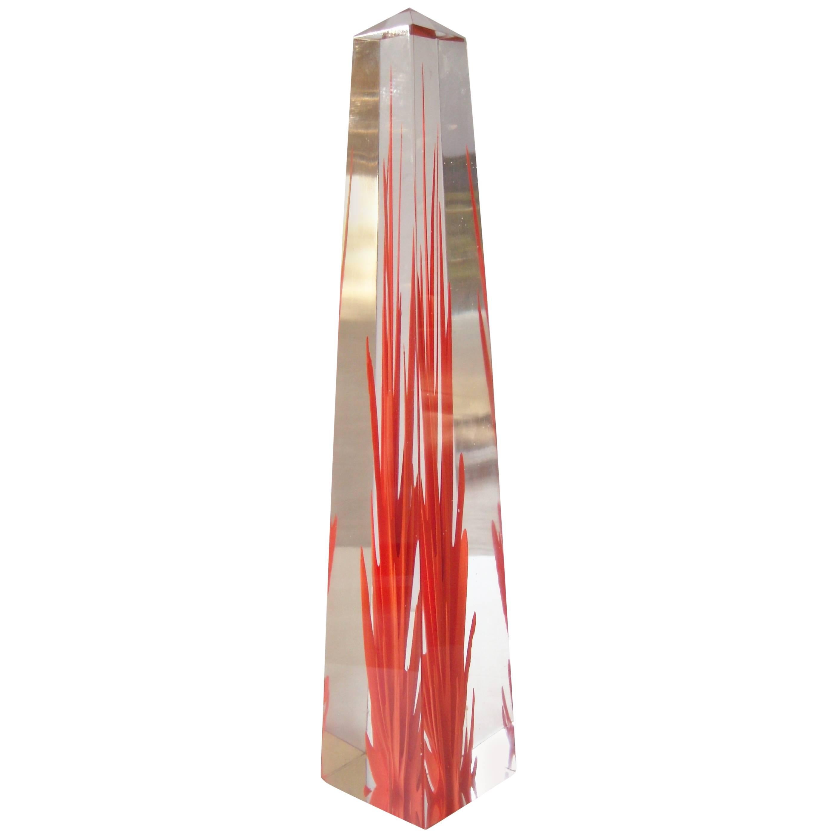Fulvio Bianconi Murano Glass "Obelisk" Flame, Fiamma by Venini, Signed