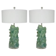 Glass Cluster Table Lamps in Melon by Swank Lighting