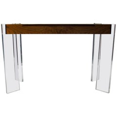 Vintage Burled Olive & Lucite Game Table by Vladimir Kagan