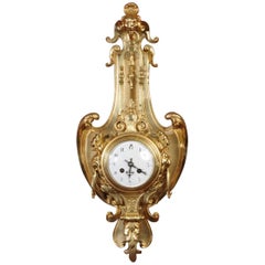 Japy Freres Ormolu Cartel Wall Clock with Visible Pendulum