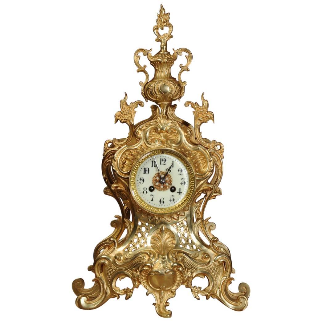 Large Antique French Gilt Bronze Clock by Japy Freres