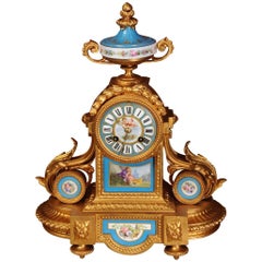 Antique Japy Freres Sevres Porcelain and Gilt Metal Clock