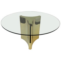 Polished Brass and Glass Dining Table by Mastercraft