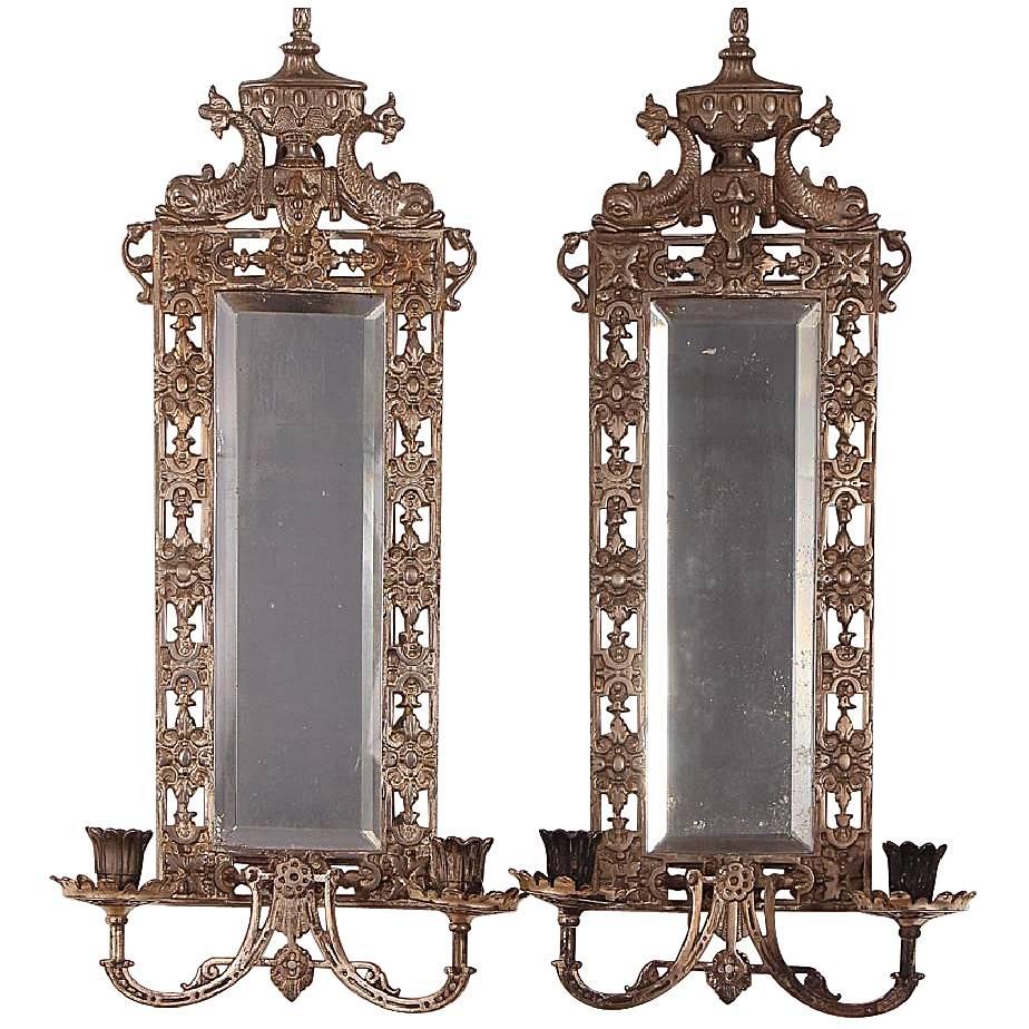 Bradley & Hubbard Brass Wall Candle Sconces in Neoclassical Revival Style