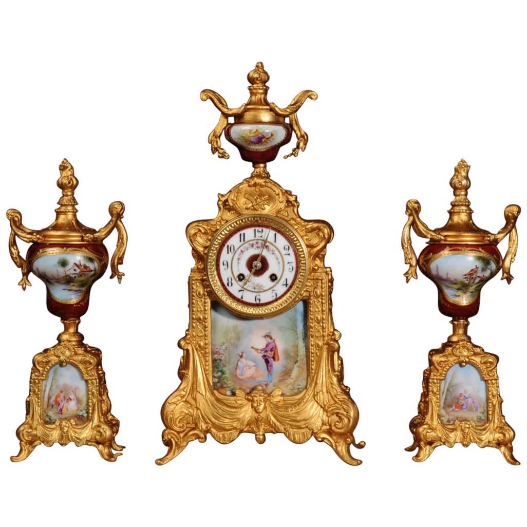 Sèvres Porcelain and Gilt Metal Clock Set
