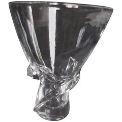 Signed Steuben Spiral Vase by Donald Pollard, Retro Steuben Glass Vase