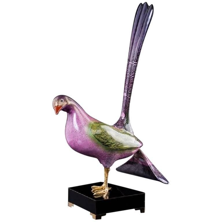Pink Bird Sculpture by Mangani for the Oggetti Company, circa 1980