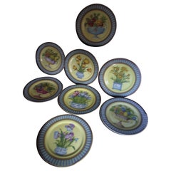 Vintage Eight Decorative Lamoge Plates by I.Godinger, Fruit and Floral Plates
