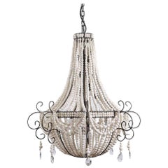 klaylife Twist, Large, White handmade clay beaded chandelier, 21st Century