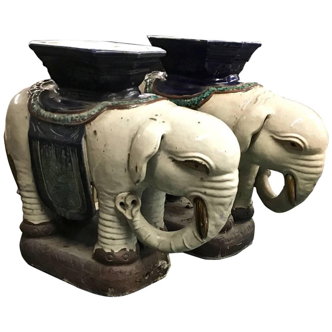 Pair of Asian Elephant Garden Seats, circa 1960