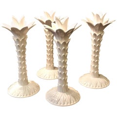 Vintage Fitz & Floyd Palm Tree Chinoiserie Candlestick, Set of Four