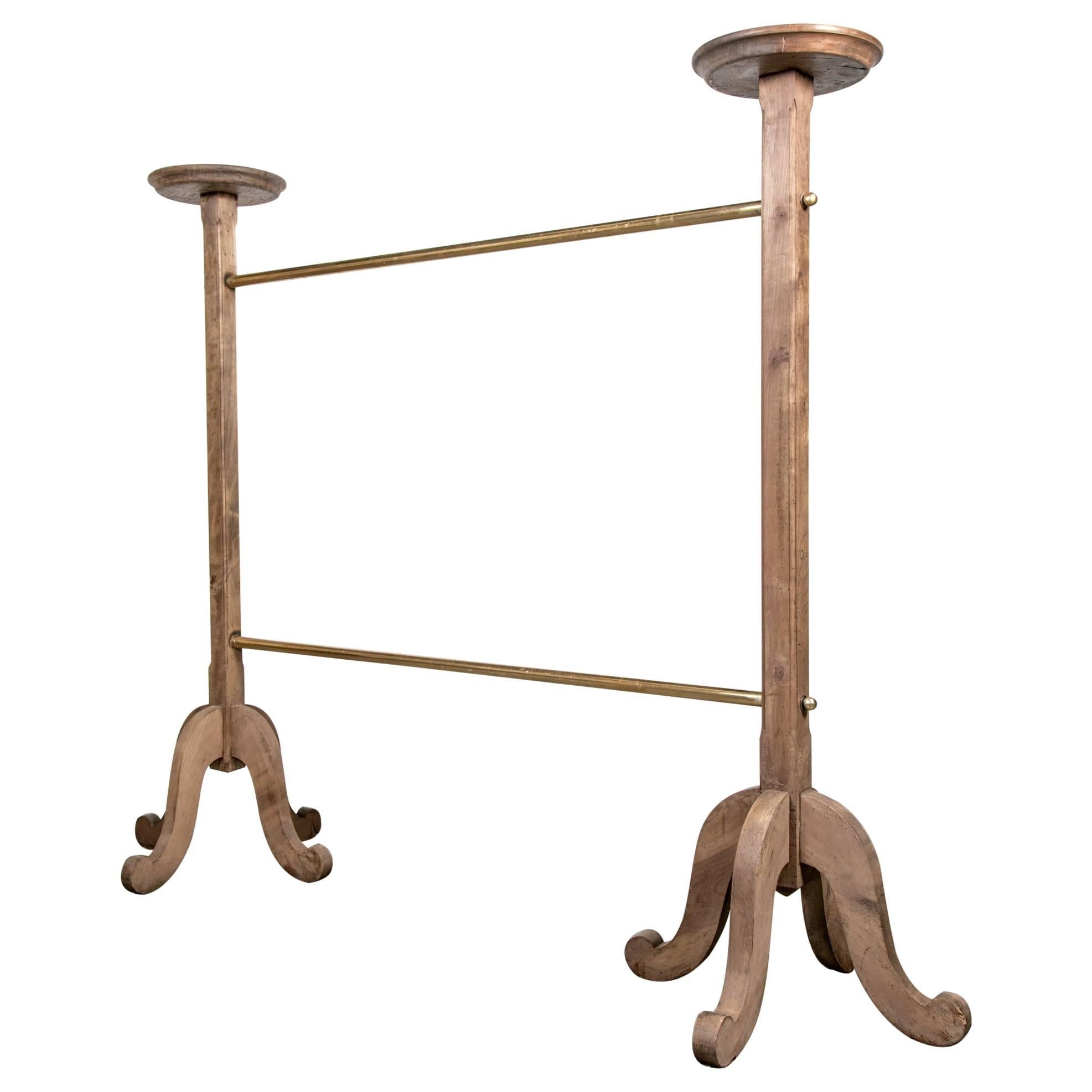Parisian Brass and Bleached Oak Garment or Clothing Rack from Galeries Lafayette