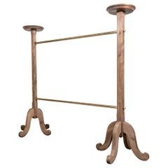 Used Parisian Brass and Bleached Oak Garment or Clothing Rack from Galeries Lafayette