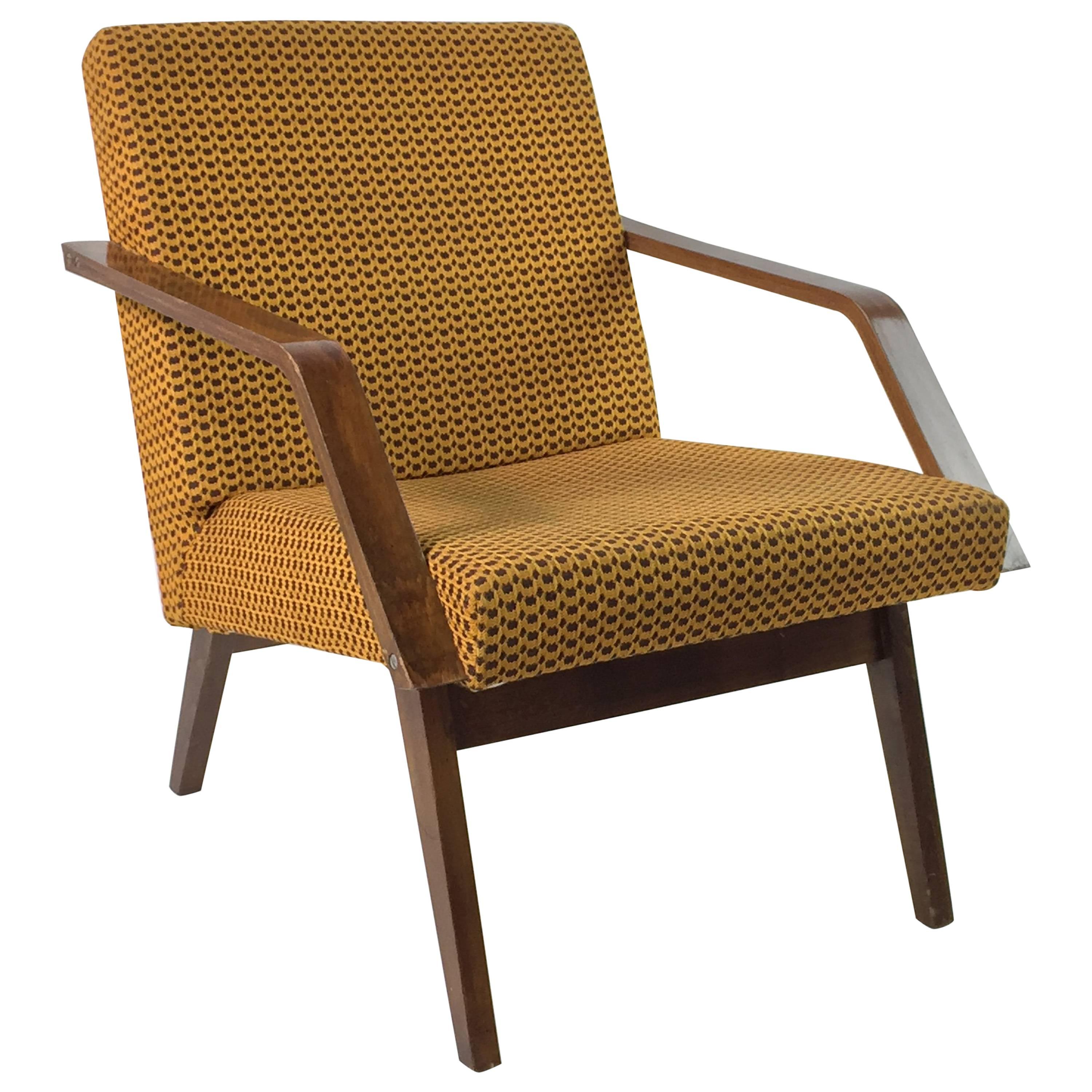 Vintage Safran Colored Lounge Chair For Sale