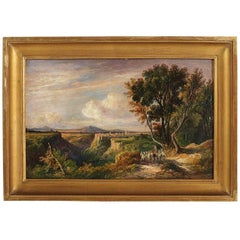 Sign by Gonsalvo Carelli Oil on Panel Mountain Soratte View, circa 1881