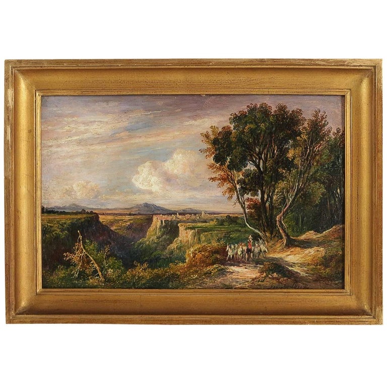 Sign by Gonsalvo Carelli Oil on Panel Mountain Soratte View, circa 1881 ...