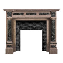 Antique Napoleon III Style Fireplace with Columns in Sea Green Marble