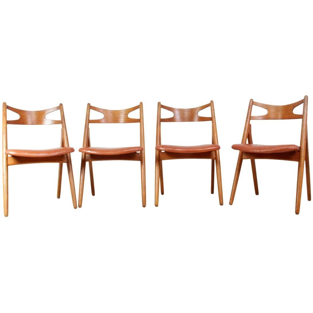 Oak Saw Back Chairs by Hans J Wegner, circa 1960