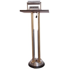 Art Deco Machine Age Lighted Registry Stand, Podium, Register, Mixed Metal