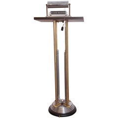 Art Deco Machine Age Lighted Registry Stand, Podium, Register, Mixed Metal
