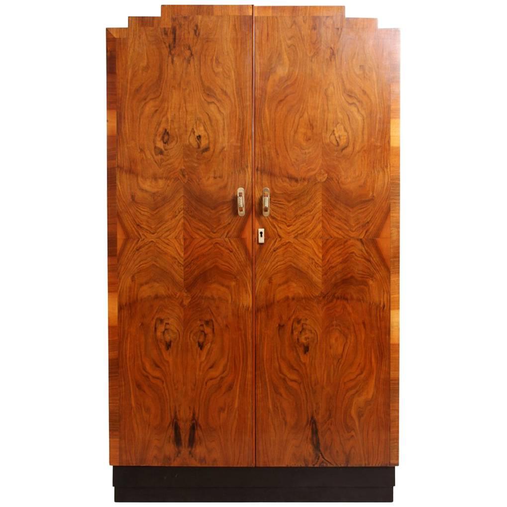 Art Deco Gentleman's Wardrobe in Walnut, circa 1930