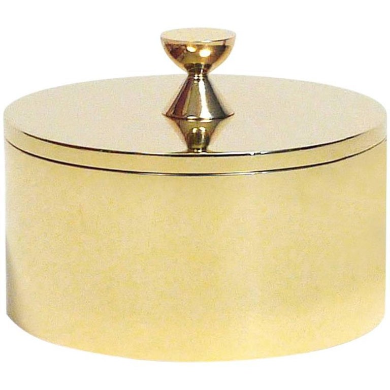 Contemporary Round Solid Swedish Brass Modern Minimalist Artisan Box