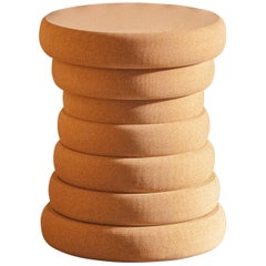 Modern stool by Philippe Cramer, in cork, with smooth edge created by hand