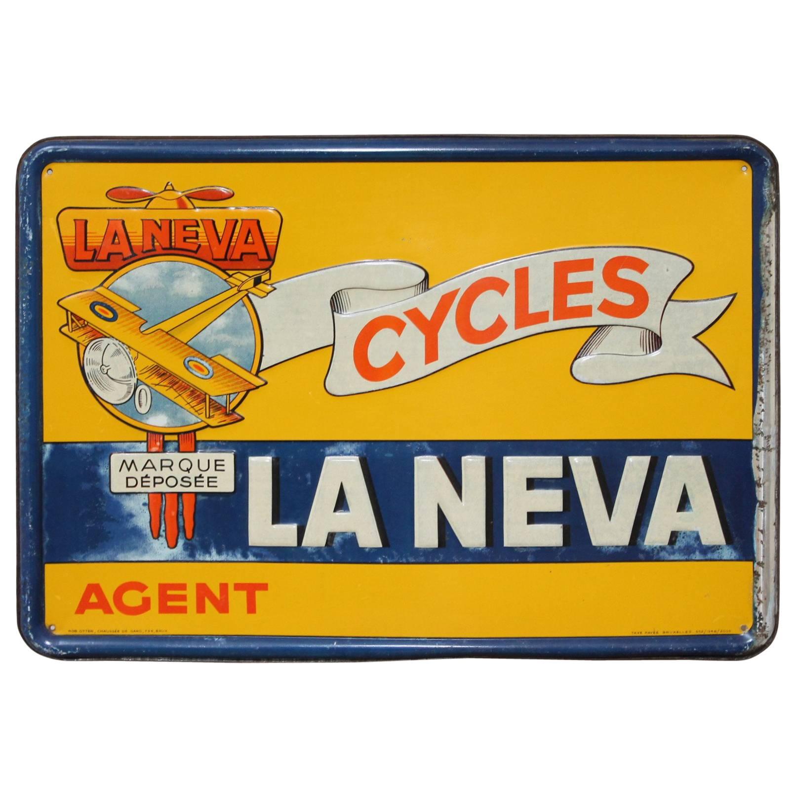 1948 Tin Publicity Sign for La Neva Cycles