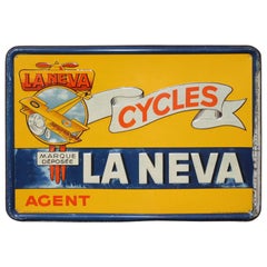 Vintage 1948 Tin Publicity Sign for La Neva Cycles