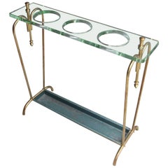 Paraguas de latón Cristal Diseño italiano moderno de mediados de siglo, 1950