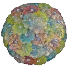 Ceiling Lamp Bunch of Flowers Murano Art Glass, 1940s Mid-Century Modern