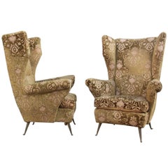 Elegant and Rare High Backed Chairs Midcentury Italian