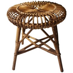 20th Century French Stool Made of Wicker, 1960s