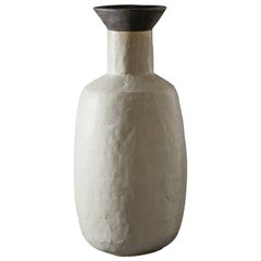 Large Handmade Grey and Black Ceramic Flared Stoneware Vase by Daniel Reynolds