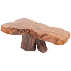 Mid-century modern Natural Burl Wood High Gloss Coffee Table