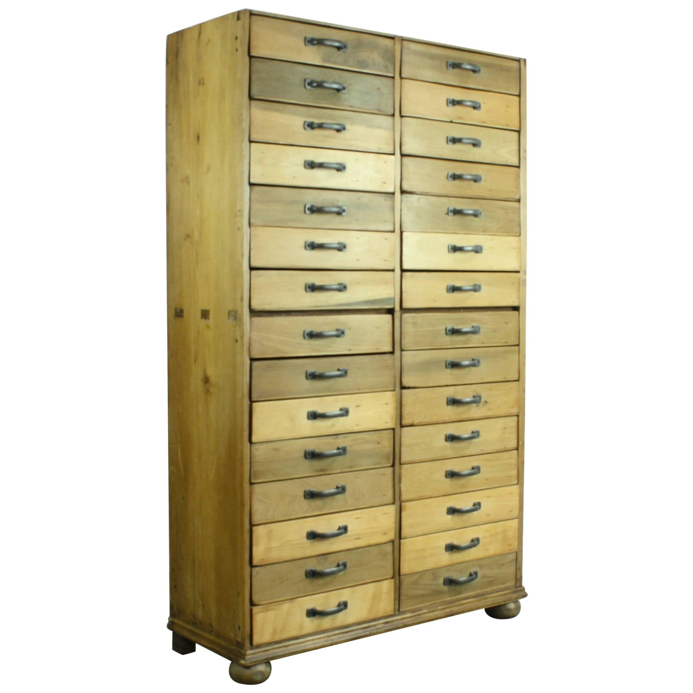 Vintage 1920s British Haberdashery Chest of Drawers For Sale